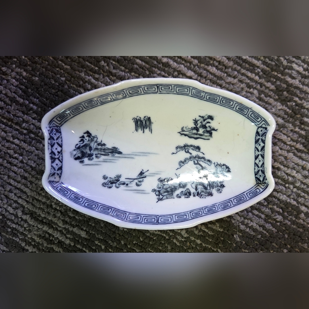 Antique Conway blue flow by new wharf trinket serving dish
